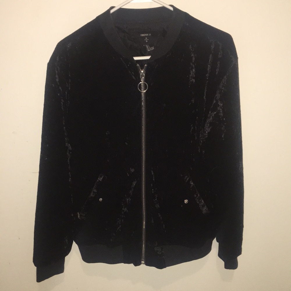 Forever 21 black long sleeve zip up